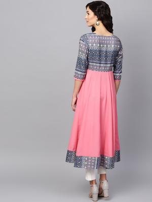 printed flared pleated kurta - 16661955 - Standard Image - 3