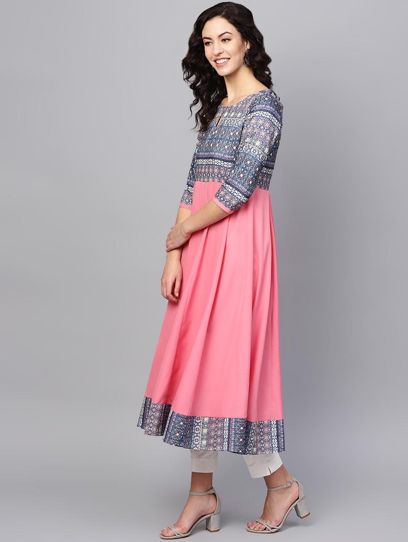 printed flared pleated kurta - 16661955 - Zoom Image - 2