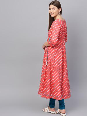 leheriya print angrakha kurta - 16661960 - Standard Image - 3