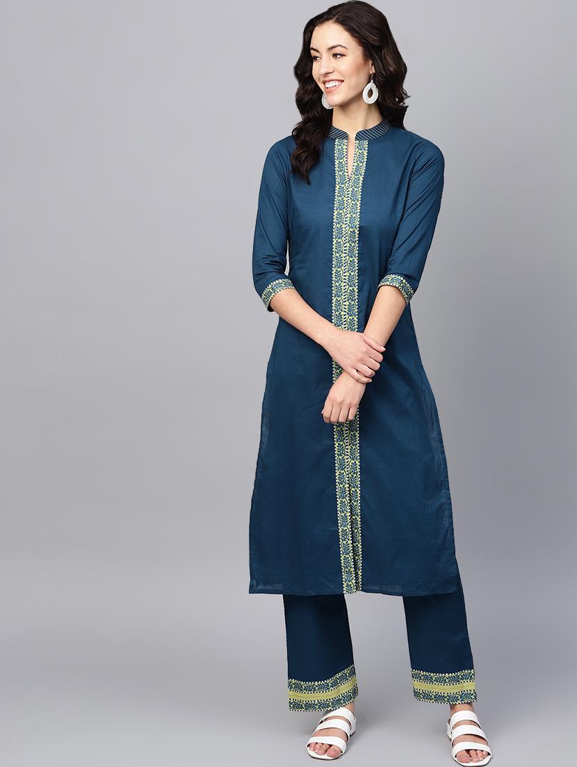 solid kurta palazzo set - 16662034 - Zoom Image - 1