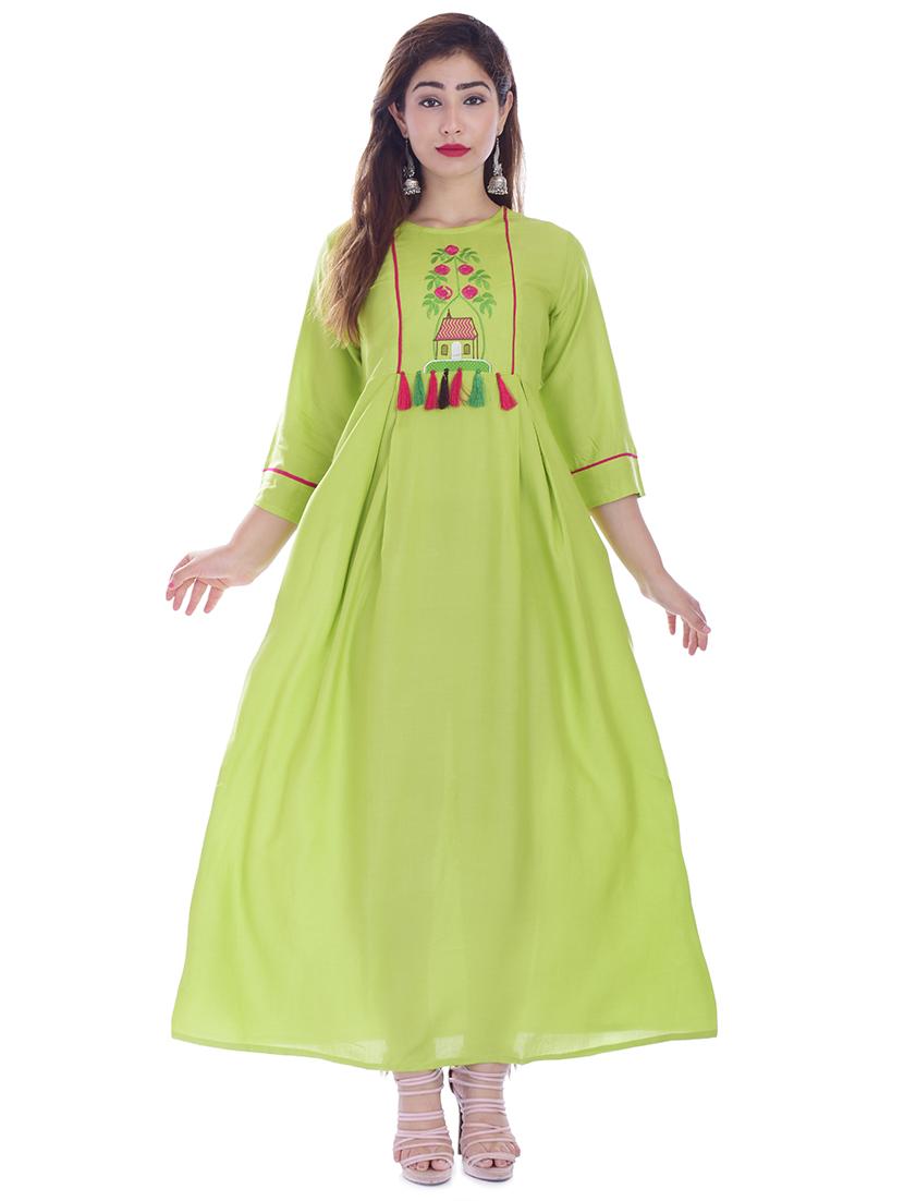 solid embroidered a-line dress - 16662115 - Zoom Image - 1