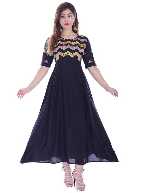 embroidered yoke flared dress - 16662117 - Standard Image - 1