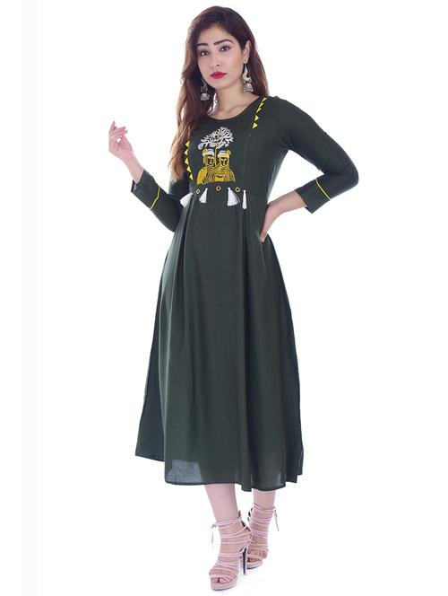 embroidered flared ethnic dress - 16662119 - Standard Image - 1