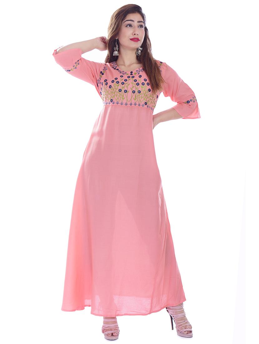 embroidered flared kurta - 16662120 - Zoom Image - 1