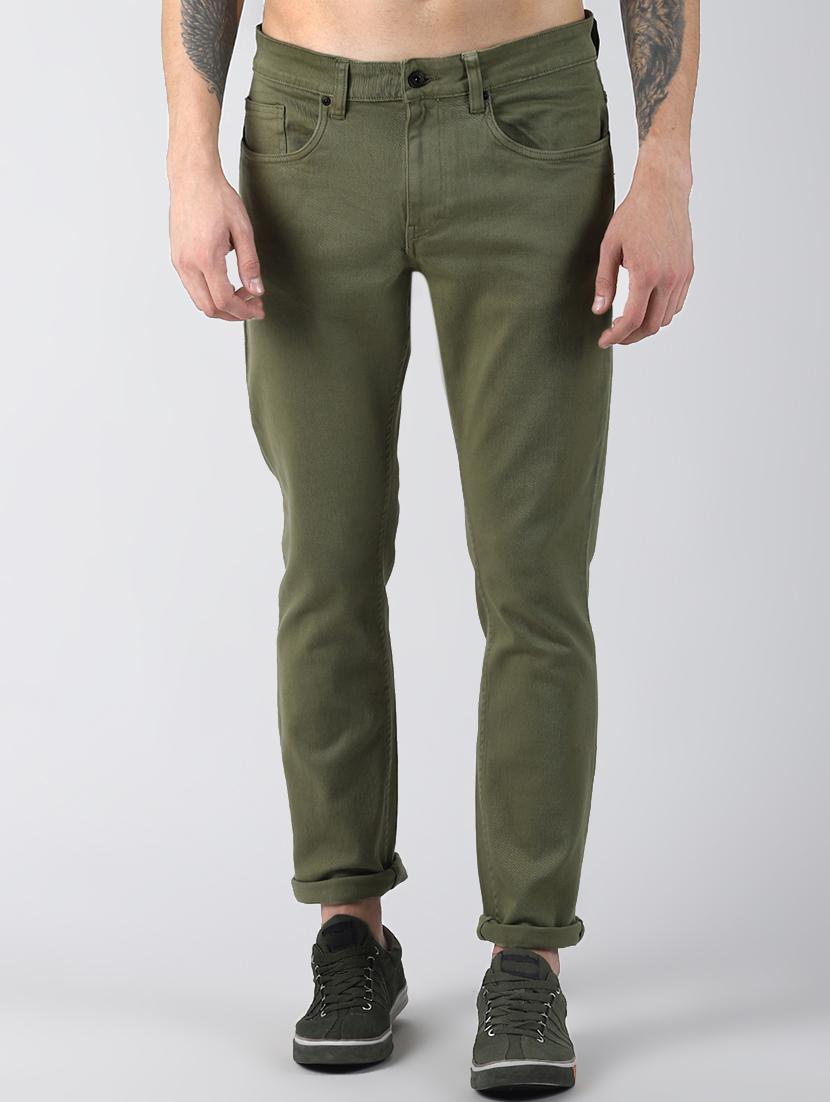 green plain denim jeans - 16662257 - Zoom Image - 1