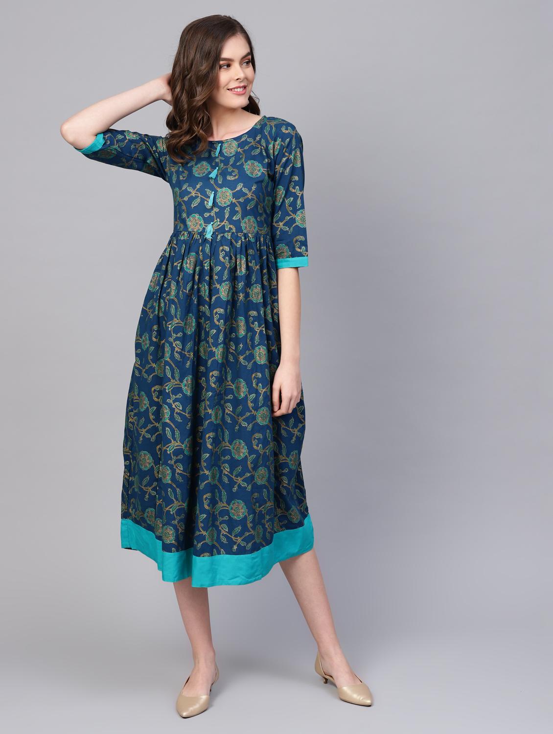tassel embellished gathered a-line dress - 16662302 - Zoom Image - 1