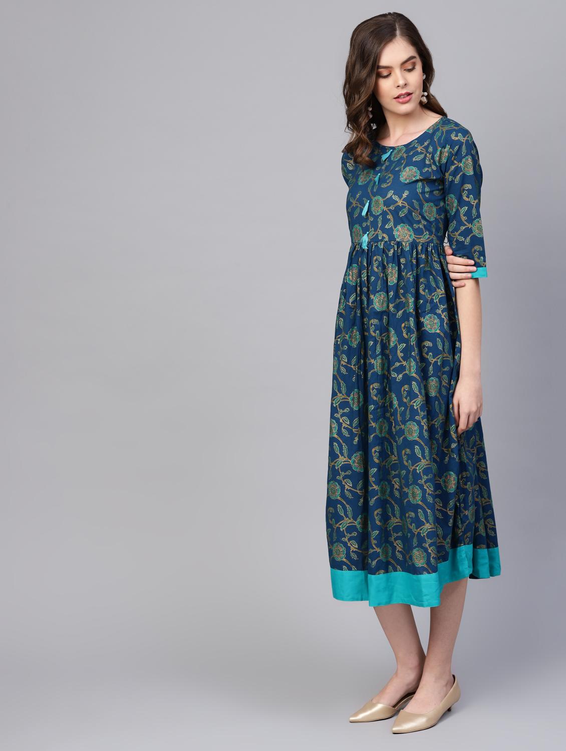 tassel embellished gathered a-line dress - 16662302 - Zoom Image - 2