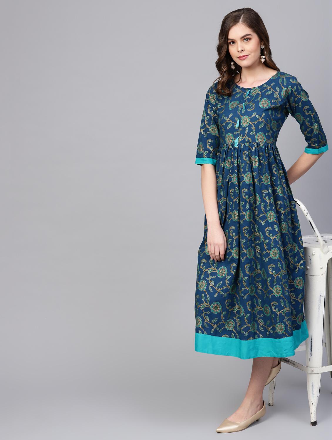 tassel embellished gathered a-line dress - 16662302 - Zoom Image - 4