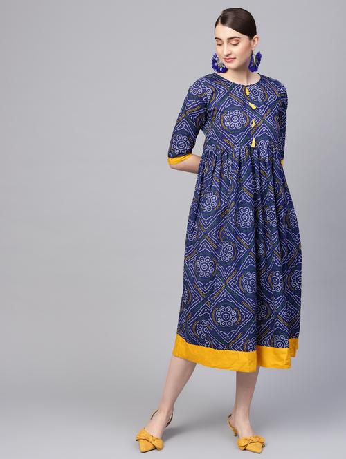 tassel embellished gathered a-line dress - 16662304 - Standard Image - 1