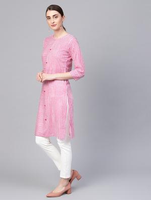 striped straight kurta - 16662331 - Standard Image - 2