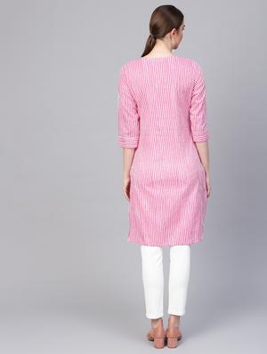 striped straight kurta - 16662331 - Standard Image - 3