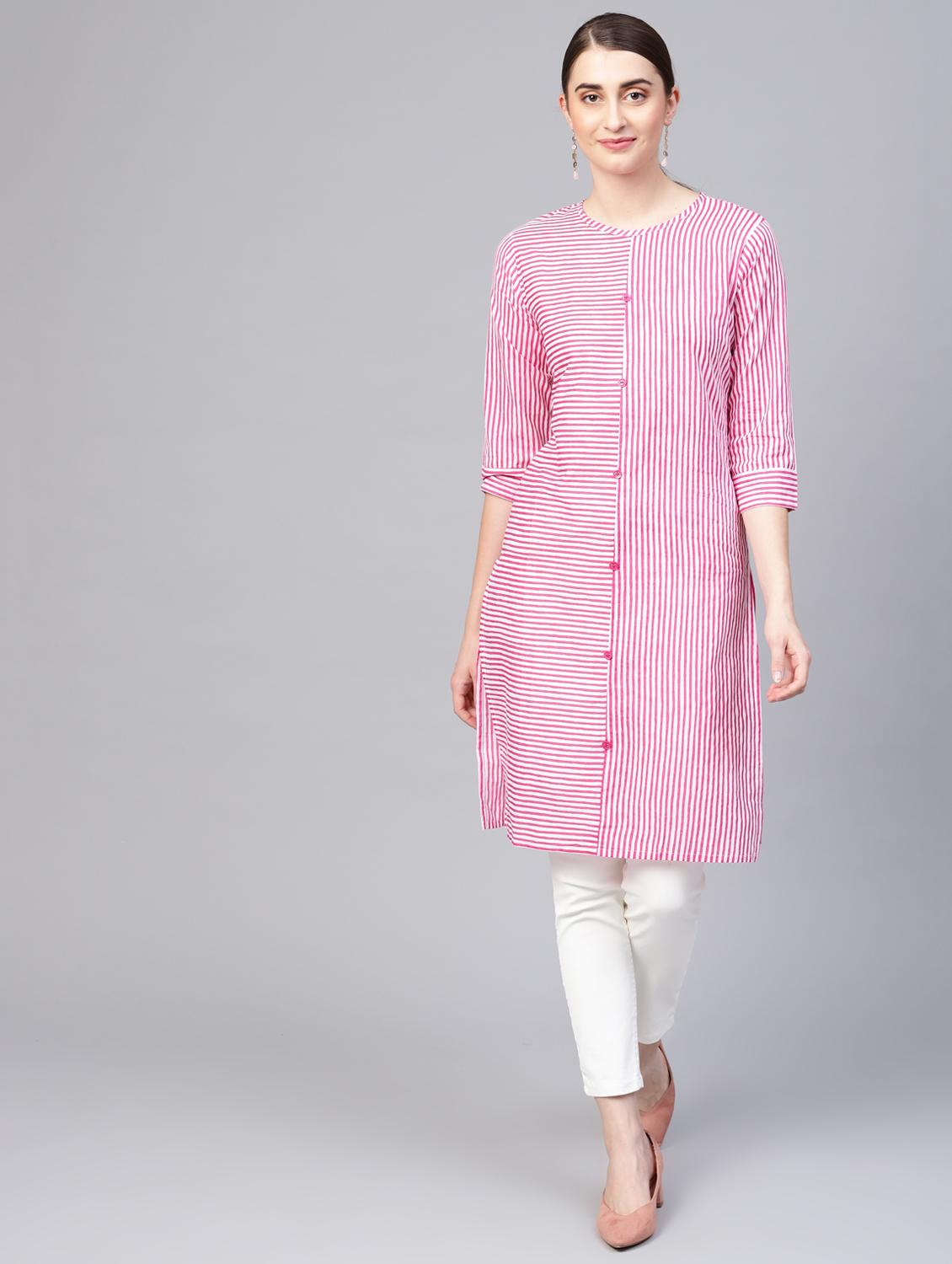 striped straight kurta - 16662331 - Zoom Image - 1