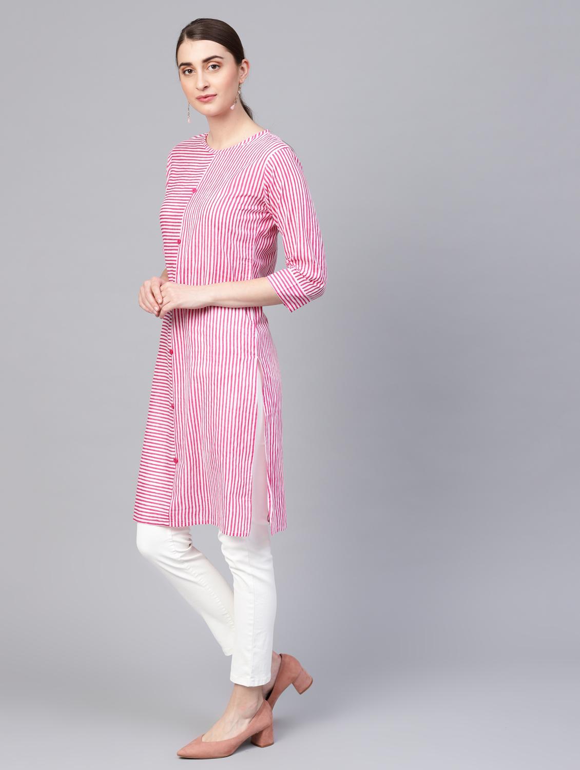 striped straight kurta - 16662331 - Zoom Image - 2