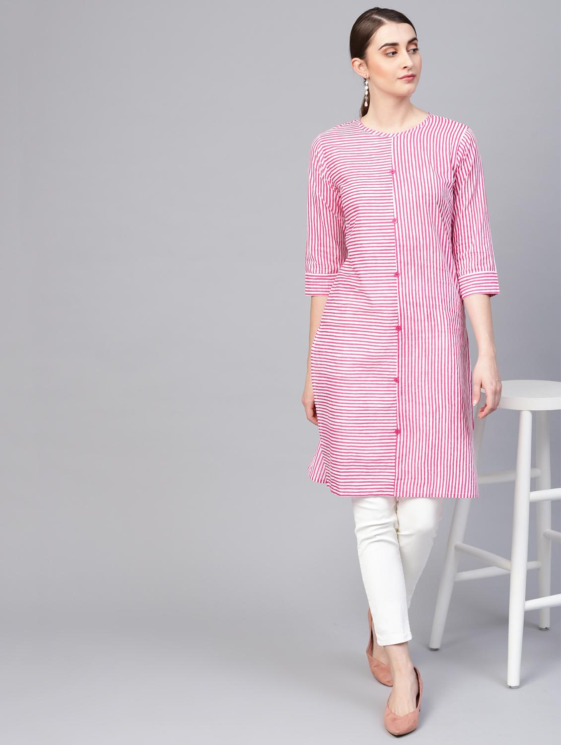striped straight kurta - 16662331 - Zoom Image - 4