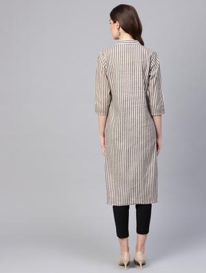 striped straight kurta - 16662334 - Standard Image - 3