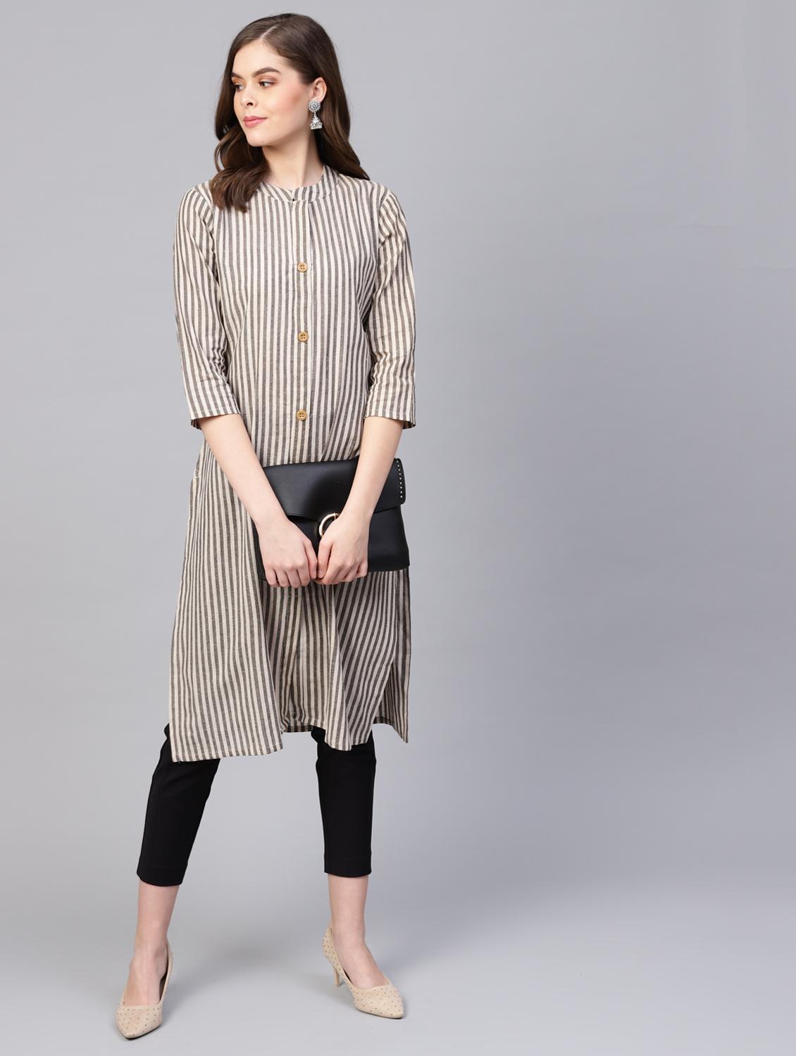 striped straight kurta - 16662334 - Zoom Image - 4