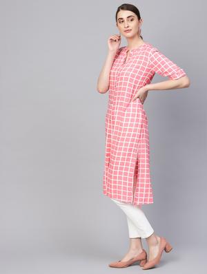 check print straight kurta - 16662335 - Standard Image - 2