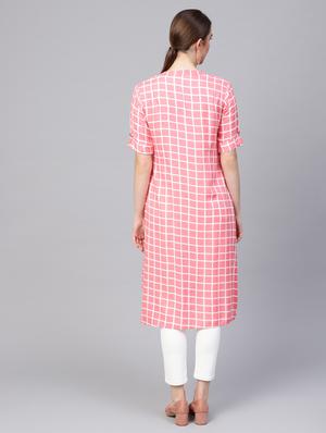 check print straight kurta - 16662335 - Standard Image - 3