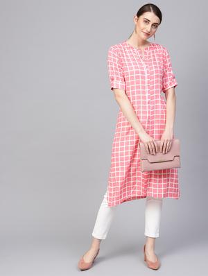 check print straight kurta - 16662335 - Standard Image - 4