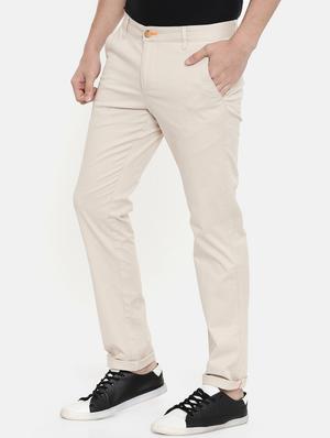 beige solid chinos - 16662362 - Standard Image - 2