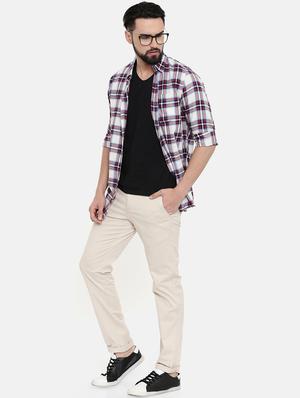 beige solid chinos - 16662362 - Standard Image - 4