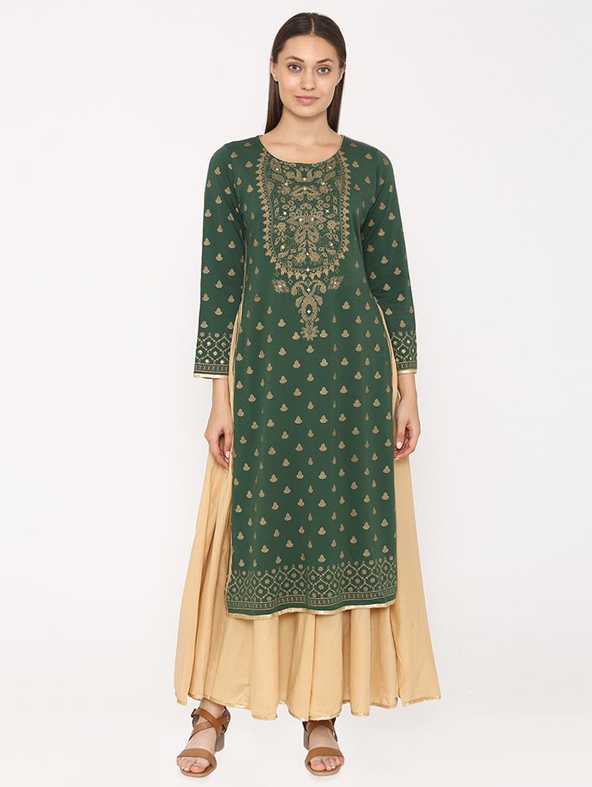 gold print woolen kurta - 16662387 - Zoom Image - 1