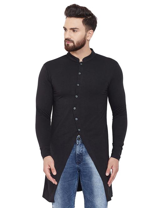 black solid asymmetric kurta - 16662527 - Standard Image - 1