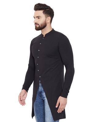 black solid asymmetric kurta - 16662527 - Standard Image - 2