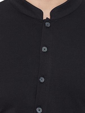 black solid asymmetric kurta - 16662527 - Standard Image - 4