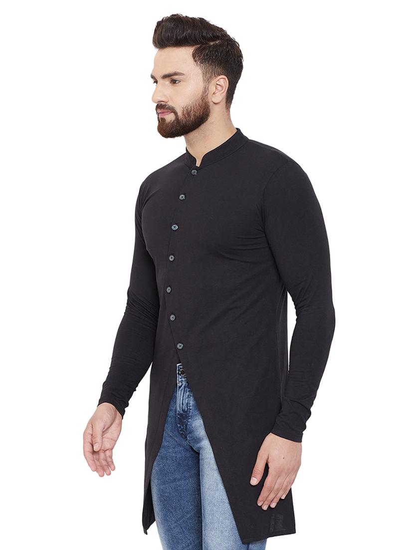 black solid asymmetric kurta - 16662527 - Zoom Image - 2