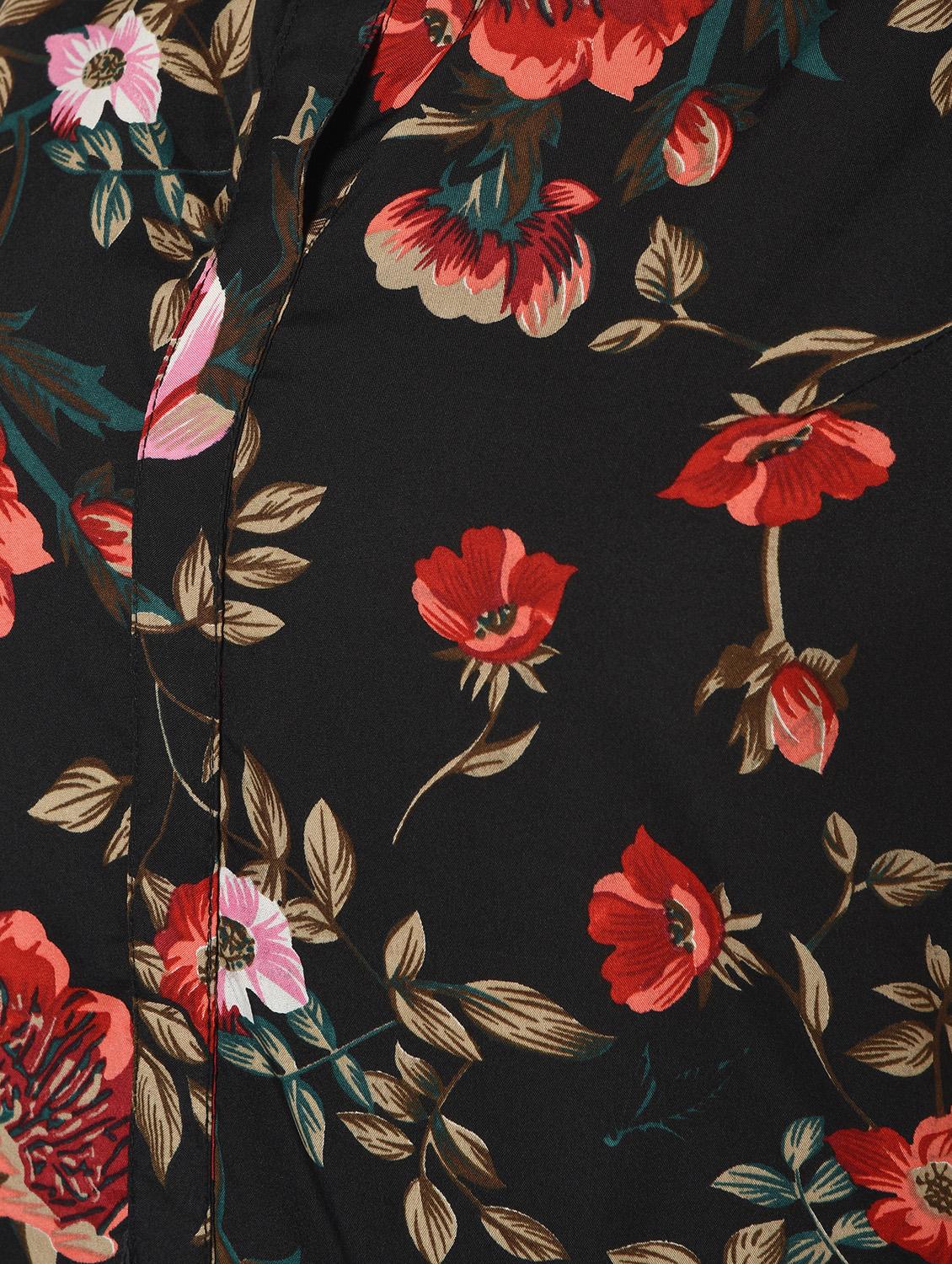 mandarin neck floral a-line dress - 16662934 - Zoom Image - 5