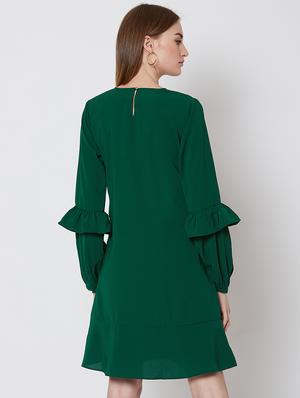 bishop sleeved ruffled a-line dress - 16663058 - Standard Image - 3