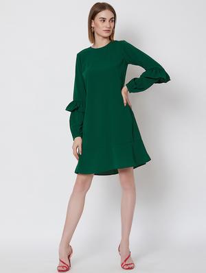 bishop sleeved ruffled a-line dress - 16663058 - Standard Image - 4
