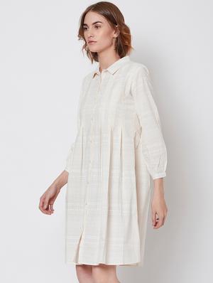 long sleeved pleated dress - 16663063 - Standard Image - 2
