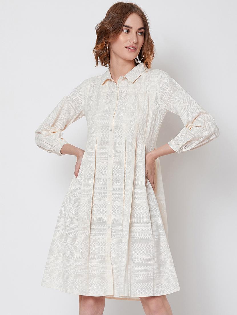 long sleeved pleated dress - 16663063 - Zoom Image - 1