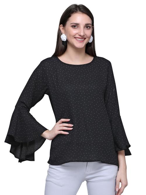 bell sleeved polka dot top - 16663163 - Standard Image - 1