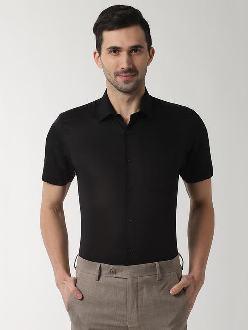 black solid formal shirt - 16663303 - Standard Image - 1