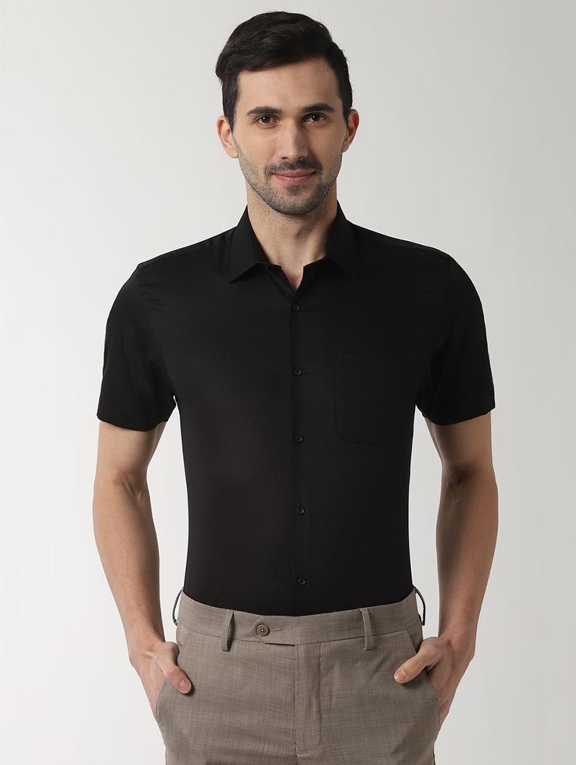 black solid formal shirt - 16663303 - Zoom Image - 1