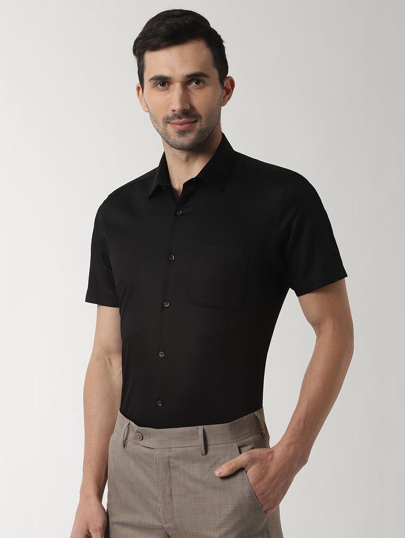 black solid formal shirt - 16663303 - Zoom Image - 2