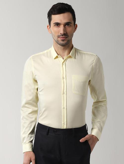 yellow solid formal shirt - 16663419 - Standard Image - 1