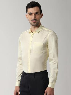 yellow solid formal shirt - 16663419 - Standard Image - 2