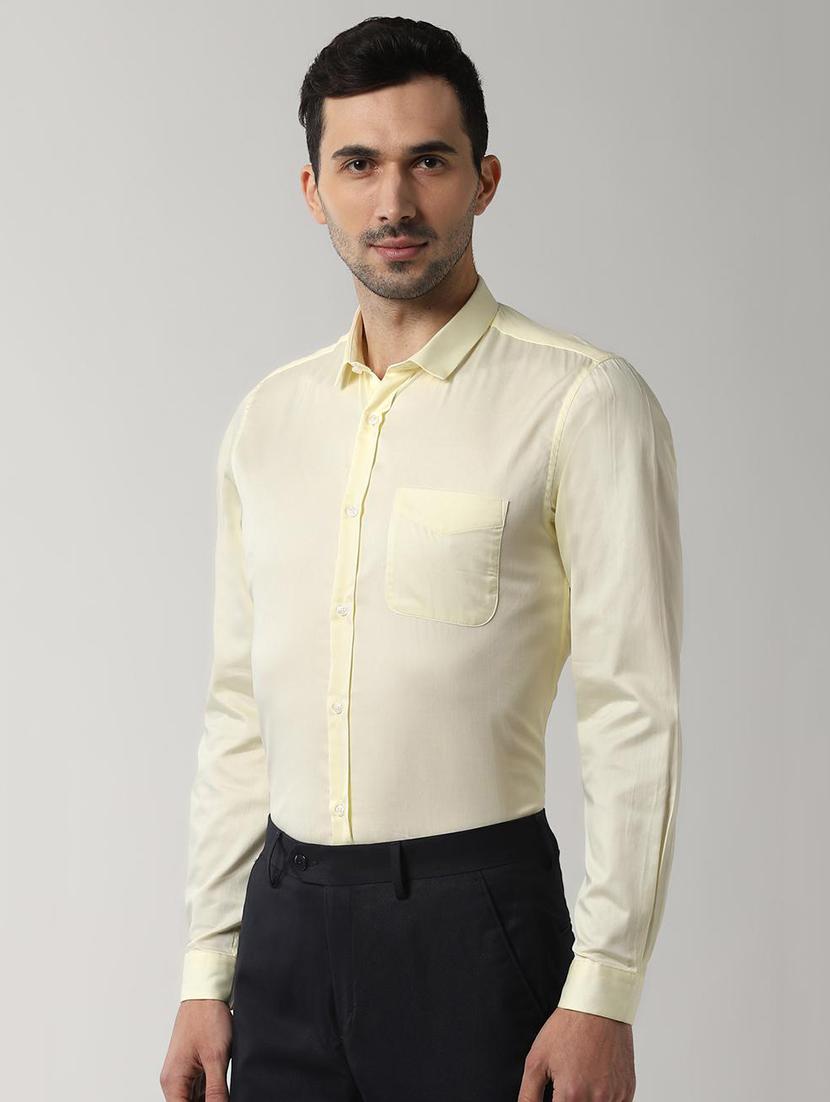 yellow solid formal shirt - 16663419 - Zoom Image - 2