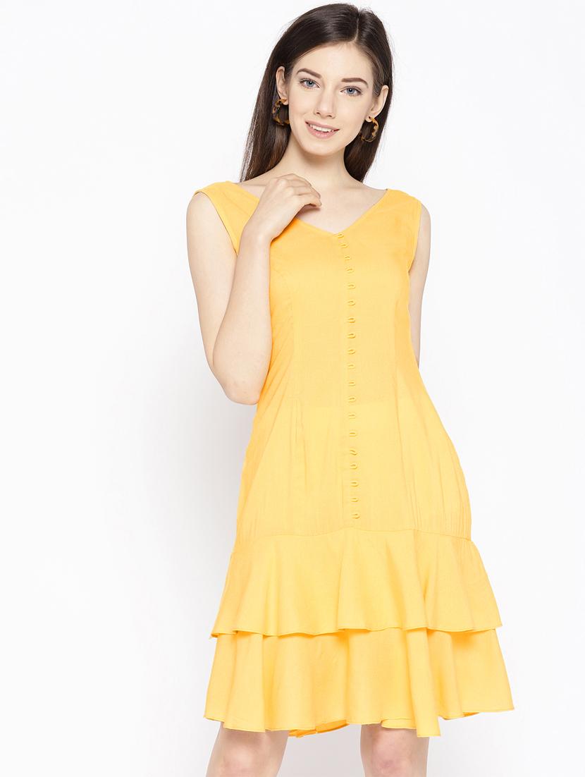 pep hem v- neck a-line dress - 16663646 - Zoom Image - 1