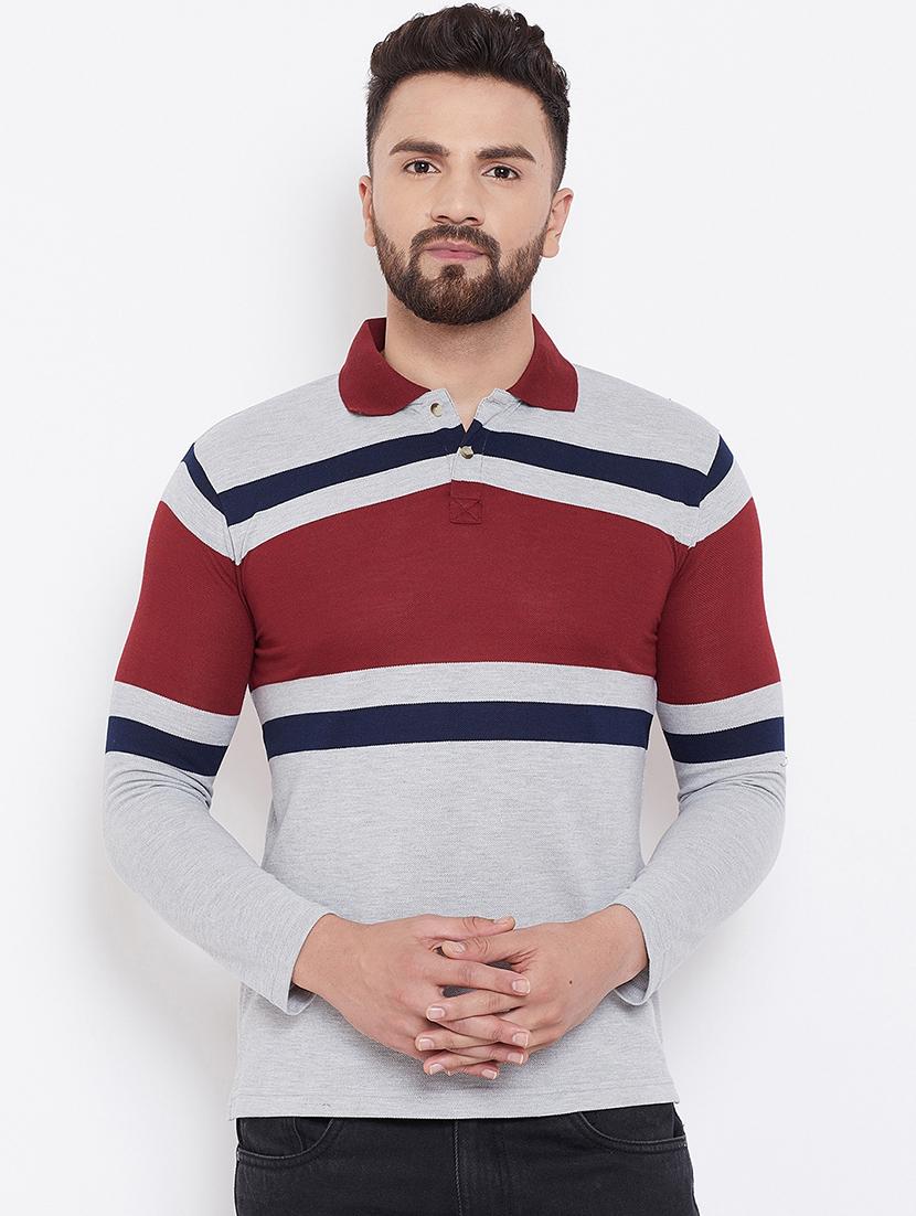 grey striped polo t-shirt - 16663713 - Zoom Image - 1