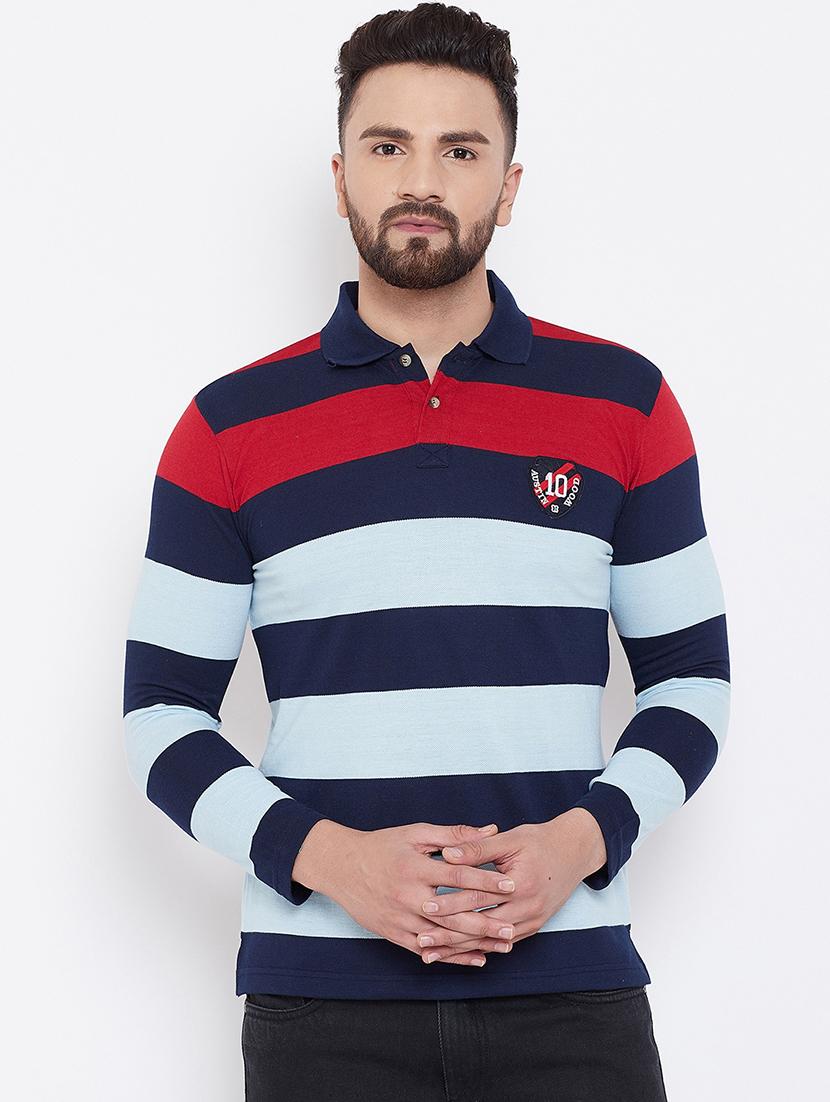 blue striped polo t-shirt - 16663714 - Zoom Image - 1