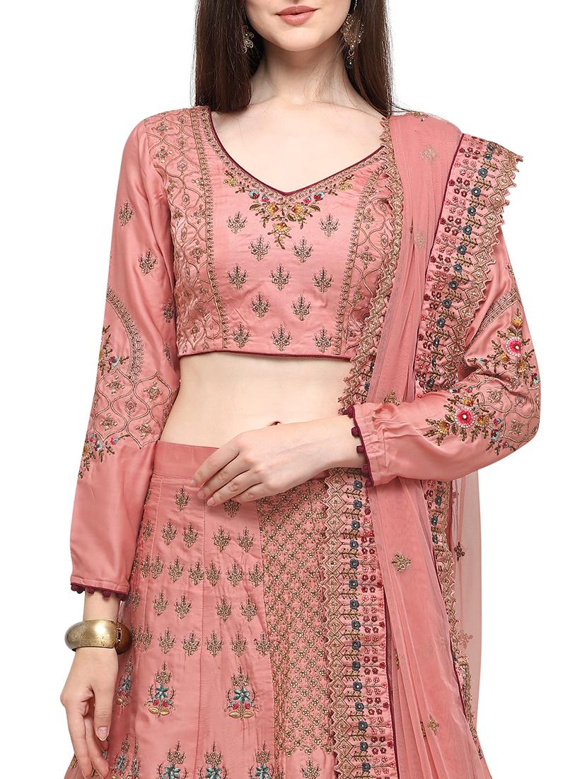 panelled embroidered lehenga - 16663966 - Zoom Image - 4
