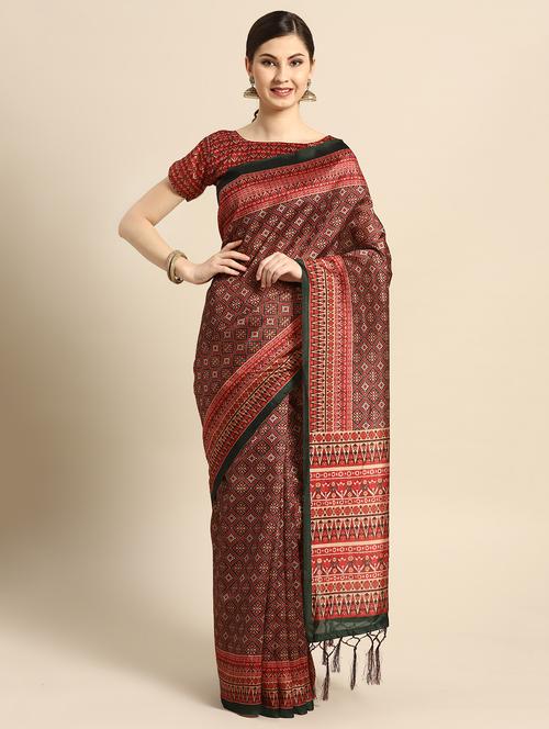 printed patola saree with blouse - 16664045 - Standard Image - 1