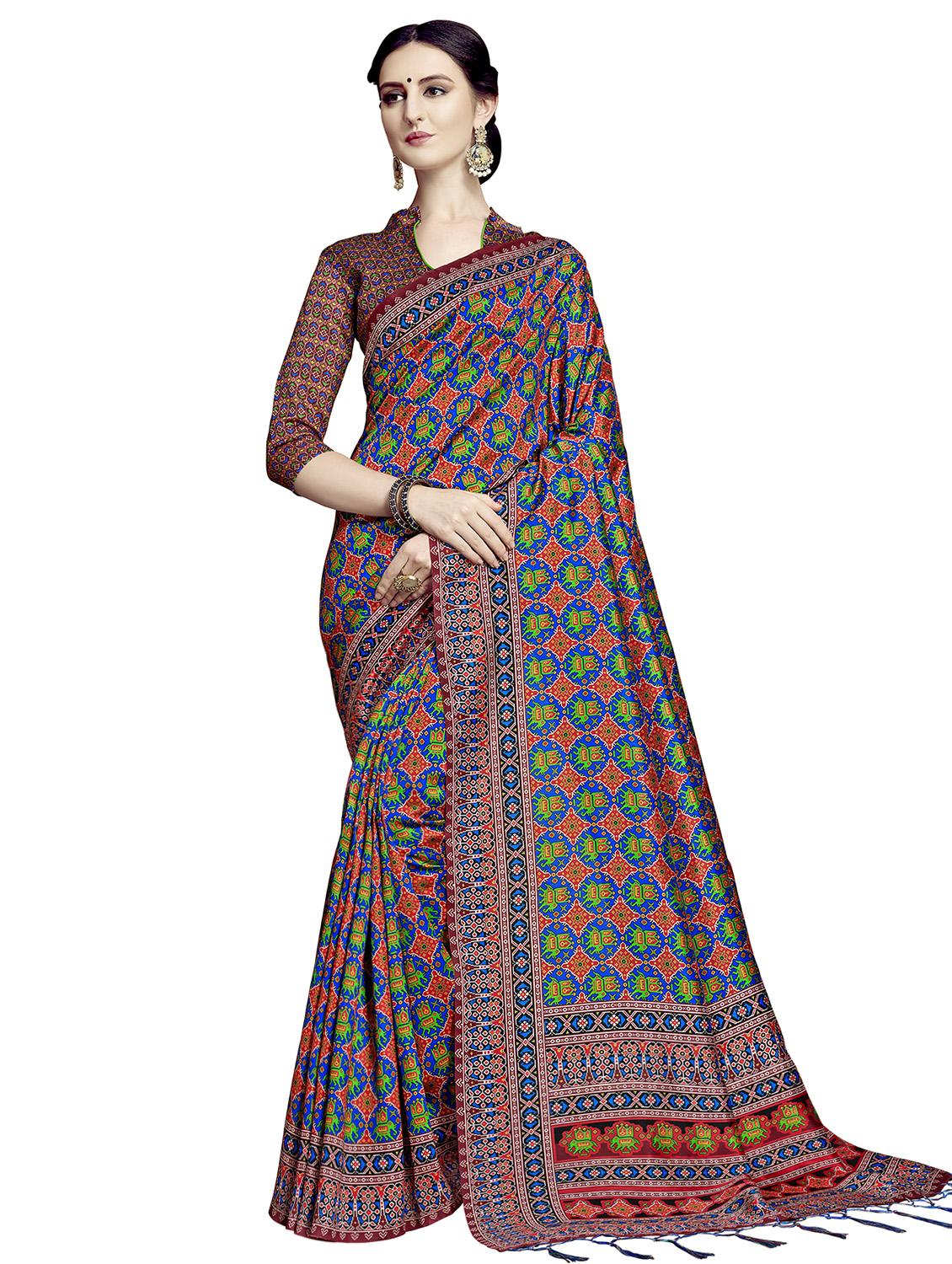 printed patola saree with blouse - 16664053 - Zoom Image - 1