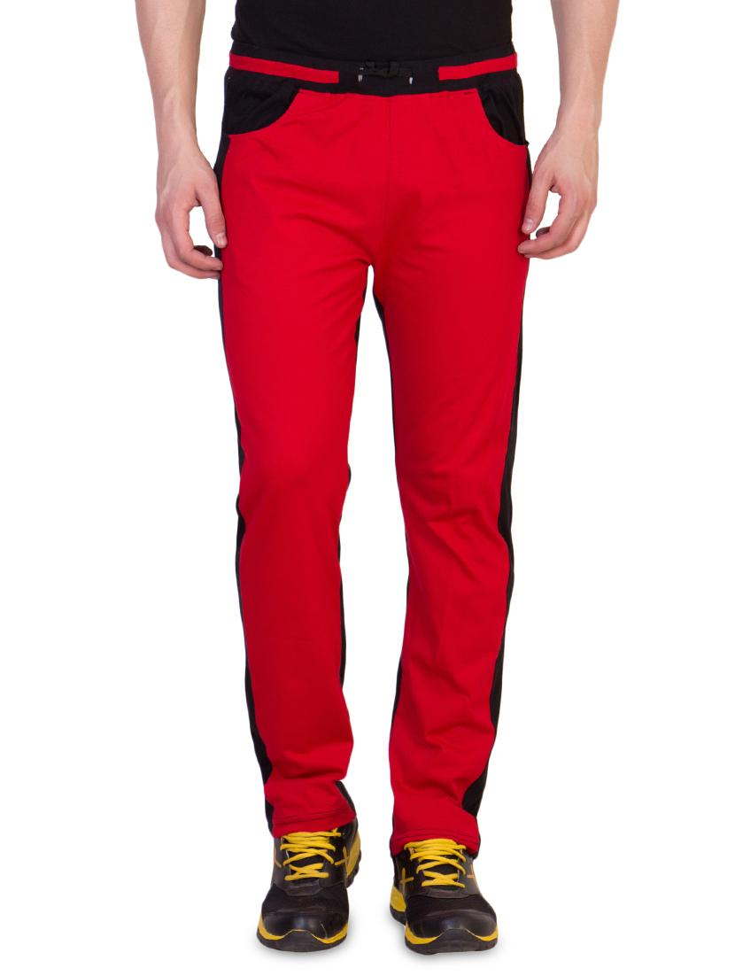 red color block full length track pant - 16664673 - Zoom Image - 1