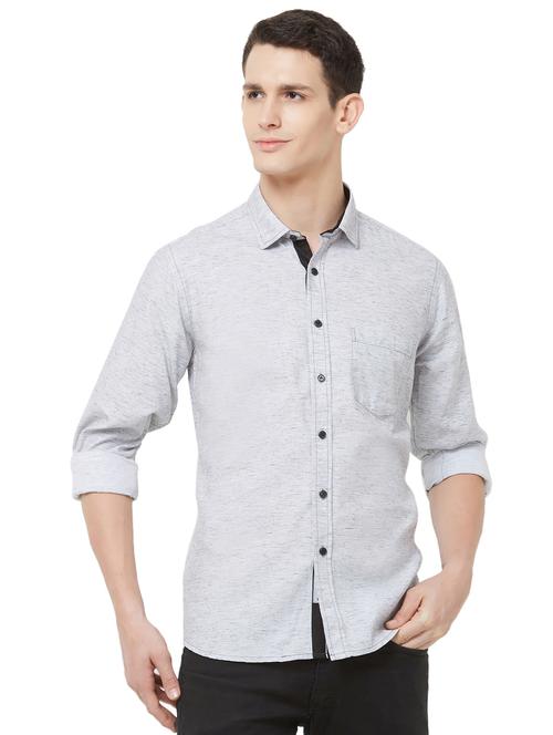 grey self design casual shirt - 16664733 - Very Small Image - 1